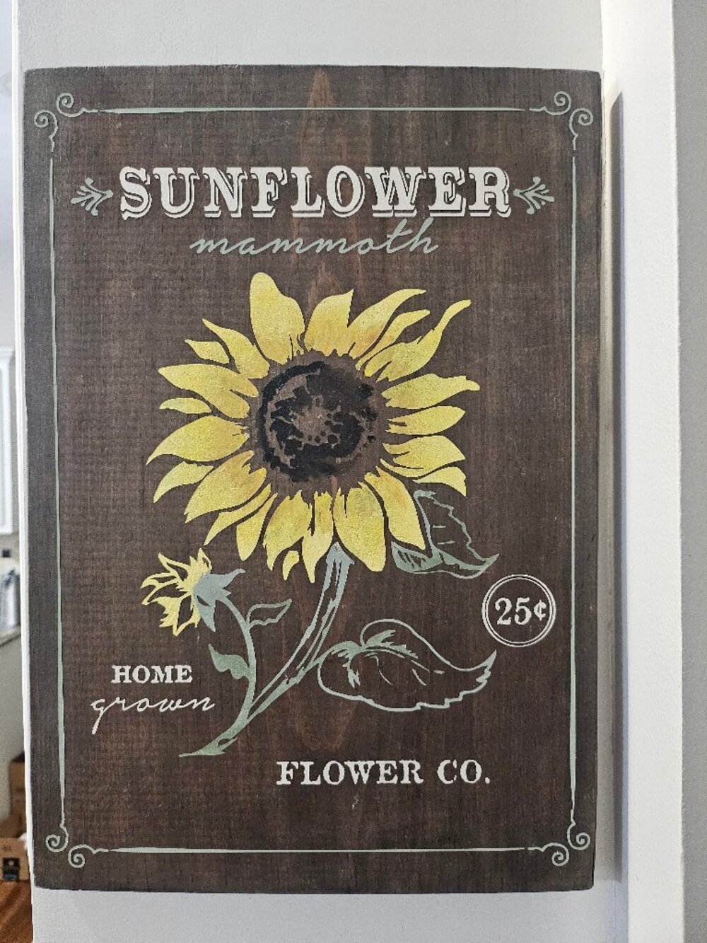 Rustic Wood Mammoth Sunflower Seed Packet Farmhouse Wall Art Plaque 12" x 16"
